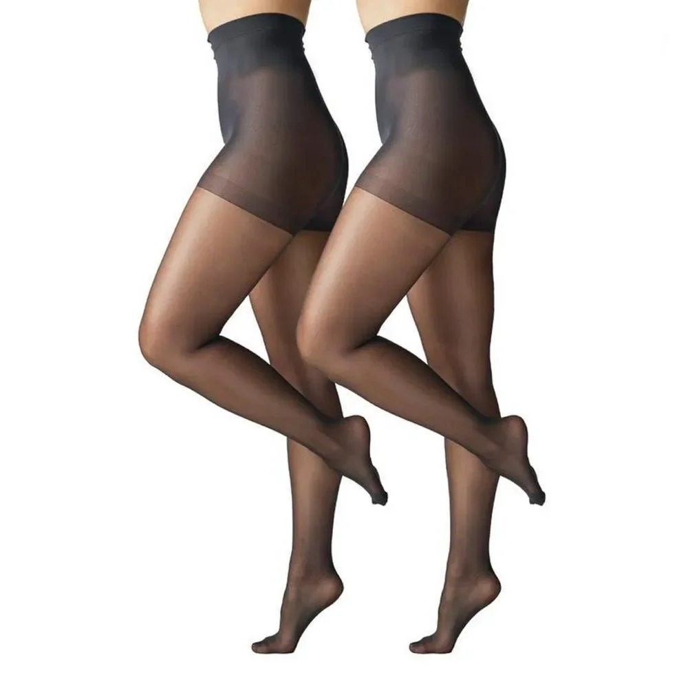 Silk Impressions Shimmer Sheer Pantyhose Stockings 20 Denier Sheer 2, 2-Packs XL